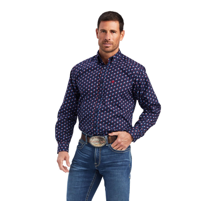 Camisas Ariat Nosson Classic Fit Azul Marino Hombre - Chile 507-SIFCZM